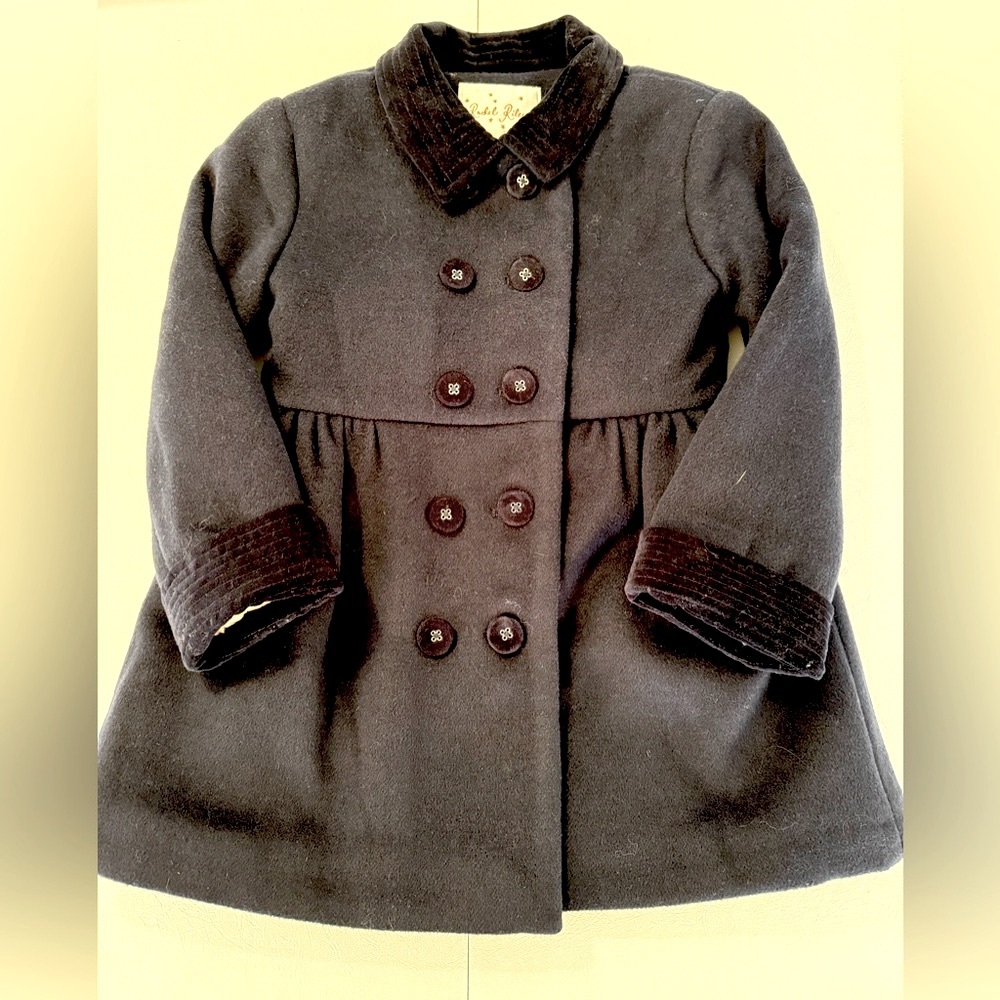 Rachel Riley London navy wool velvet coat, size 4. Perfect condition.